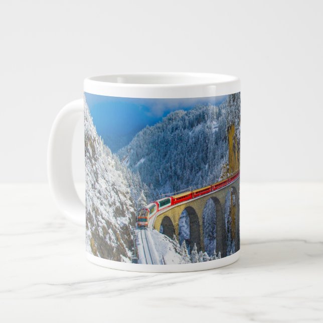 Caneca De Café Grande Gelo e neve | Bernina Express, Suiça (Frente Esquerda)