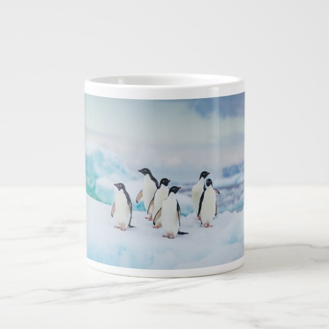 Caneca De Café Grande Gelo e neve | Pinguins de adenda Antártica (Frente)