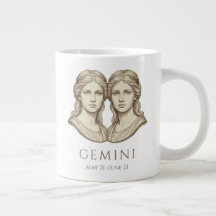 Caneca De Café Grande Gêmeos Zodíaco Nome Personalizado & Data de Nascim