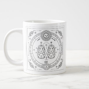 Caneca De Café Grande Gemini Zodiac - Aniversário Personalizado