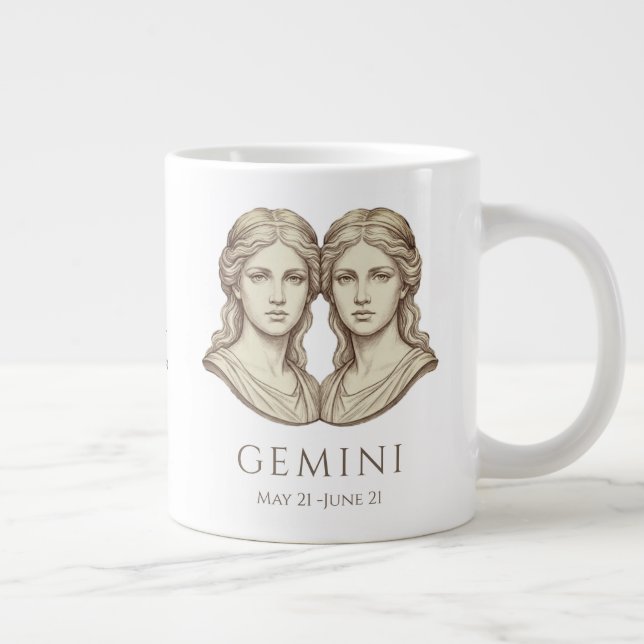 Caneca De Café Grande Gemini Zodiac Personalized Name & Birth Date (Direita)