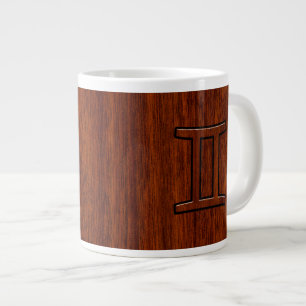 Caneca De Café Grande Gemini Zodiac - Sinal de Mahogany Wood Style