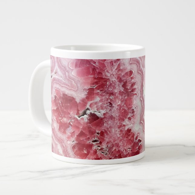 Caneca De Café Grande Geodo Cristal Rosa (Frente Esquerda)