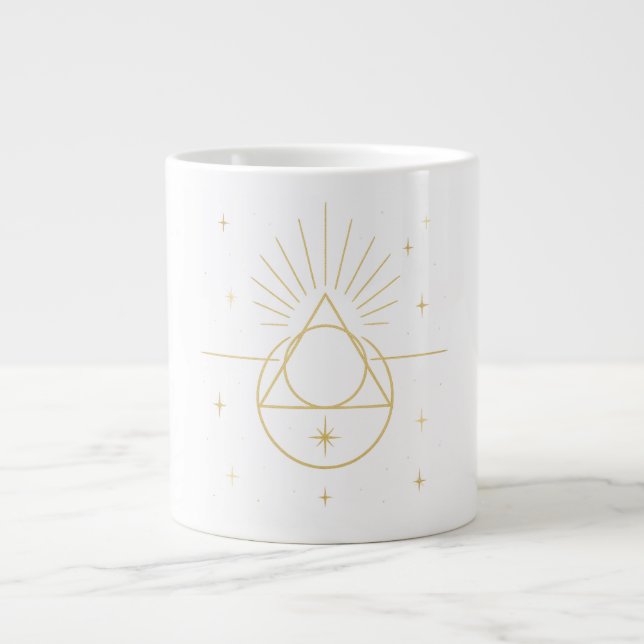 Caneca De Café Grande Geometría de Luz ✨ | Sacred Golden Geometry Design (Frente)