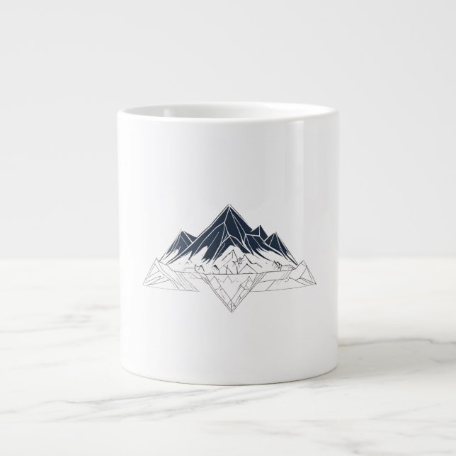 Caneca De Café Grande Geometric Mountain Outline Personalized Family Nam (Frente)
