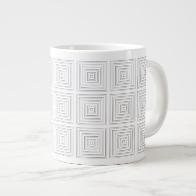 Caneca De Café Grande Geométrico ao quadrado branco (Frente Esquerda)