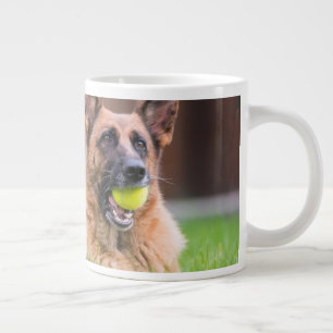 Caneca De Café Grande German shepherd Com Bola De Tênis
