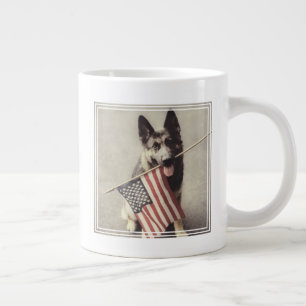 Caneca De Café Grande German shepherd com Sinalizador dos EUA