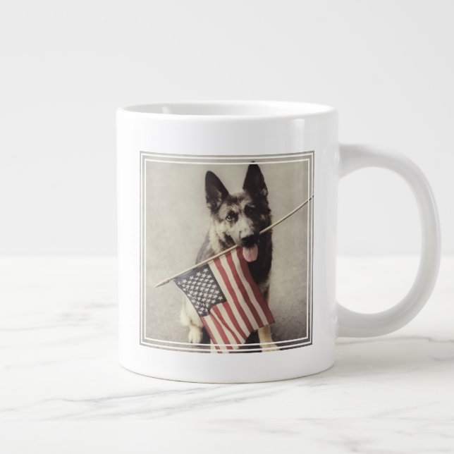 Caneca De Café Grande German shepherd com Sinalizador dos EUA (Direita)
