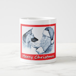 Caneca De Café Grande German shepherd de Natal e Papai Noel