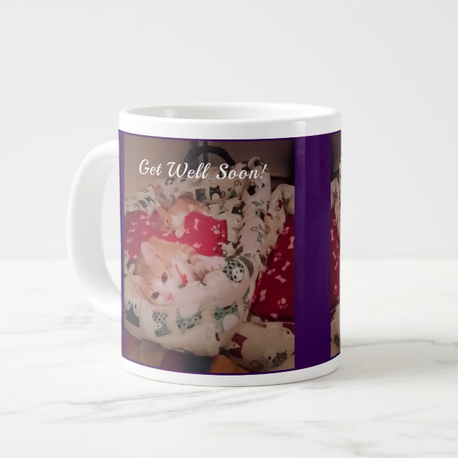 Caneca De Café Grande Get Well Soon!  Mug for Cat Lovers  (Frente Esquerda)