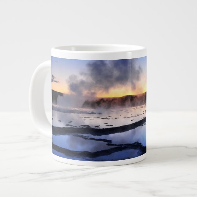 Caneca De Café Grande Geyser Smoke no Sunset (Frente Esquerda)