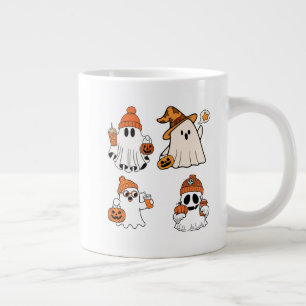 Caneca De Café Grande Ghost Pumpkin Design