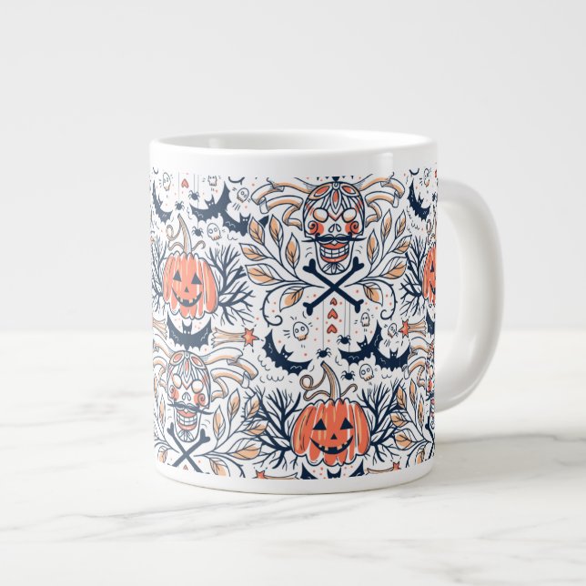 Caneca De Café Grande Ghosts & Gourds Coffee Mug (Frente Esquerda)