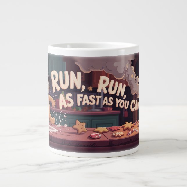 Caneca De Café Grande Gingerbread Man Escape (Frente)