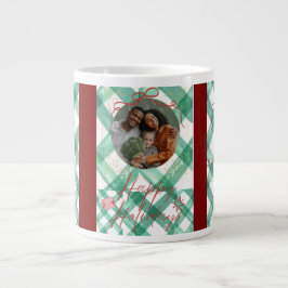 Caneca De Café Grande Gingham verde personalizado
