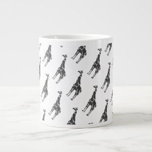Caneca De Café Grande Giraffe Black e Cinza Silhoutte