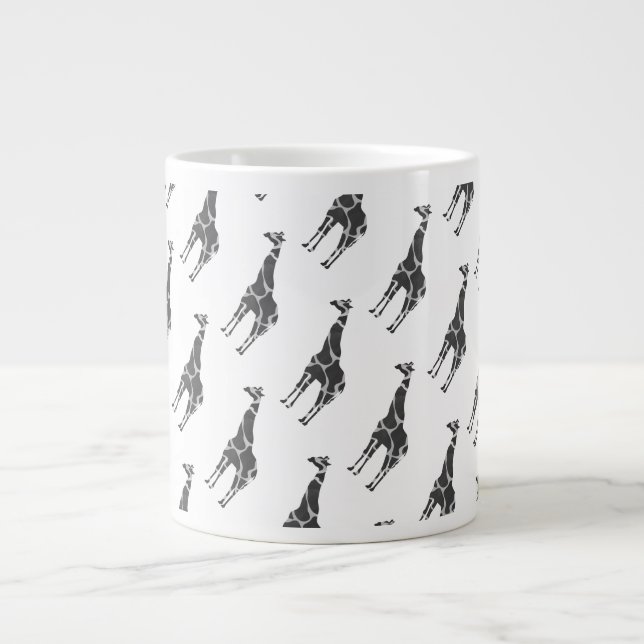 Caneca De Café Grande Giraffe Black e Cinza Silhoutte (Frente)