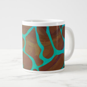 Caneca De Café Grande Giraffe Brown e Teal Impressão