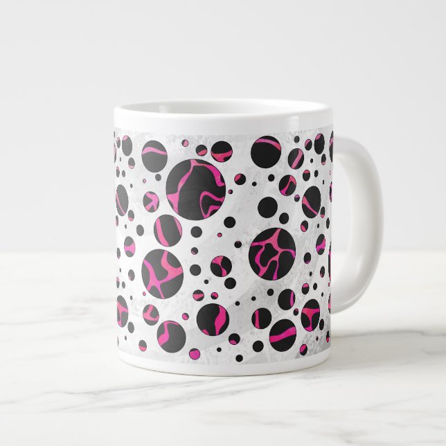 Caneca De Café Grande Giraffe Hot Pink e Impressão preto (Frente Esquerda)