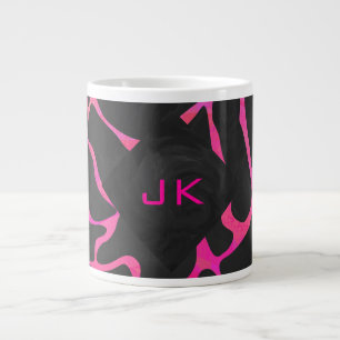 Caneca De Café Grande Giraffe Hot Pink e Impressão preto