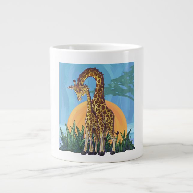 Caneca De Café Grande Giraffe Mama e Bebê (Frente)