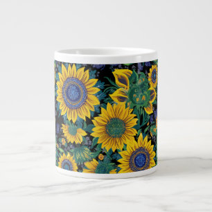 Caneca De Café Grande Girassóis arte popular ucraniana Petrikivka