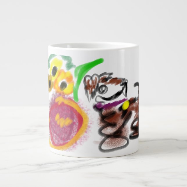 Caneca De Café Grande Girassóis Border Collie  (Frente)