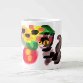 Caneca De Café Grande Girassóis gato preto