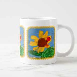 Caneca De Café Grande Girassol "Arte por Crianças"