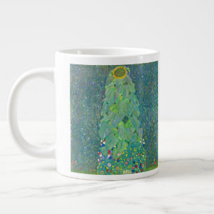 Caneca De Café Grande Girassol por Klimt, Arte Novo Floral Vintage