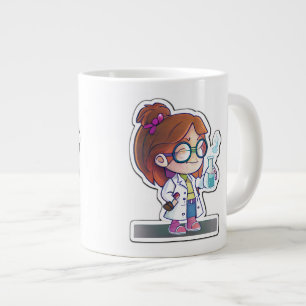 Caneca De Café Grande Girl Scientist Sticker Art Jumbo Mug