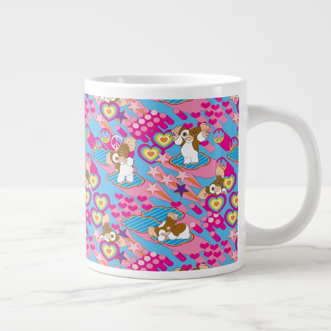 Caneca De Café Grande Gizmo | Padrão rosa de paz e amor (Direita)