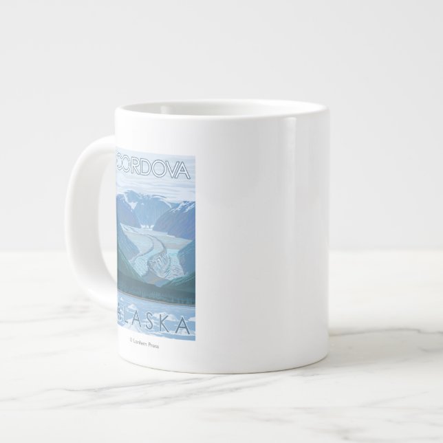 Caneca De Café Grande Glacier Scene - Cordova, Alasca (Frente Esquerda)