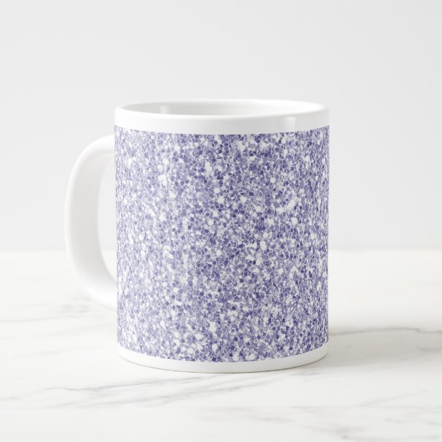 Caneca De Café Grande Glam Lavanda Lilac Purple Glitter     (Frente Esquerda)