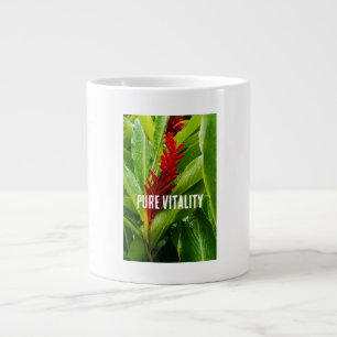 Caneca De Café Grande Glistening Red Ginger Flower and Rain-Kissed Leave