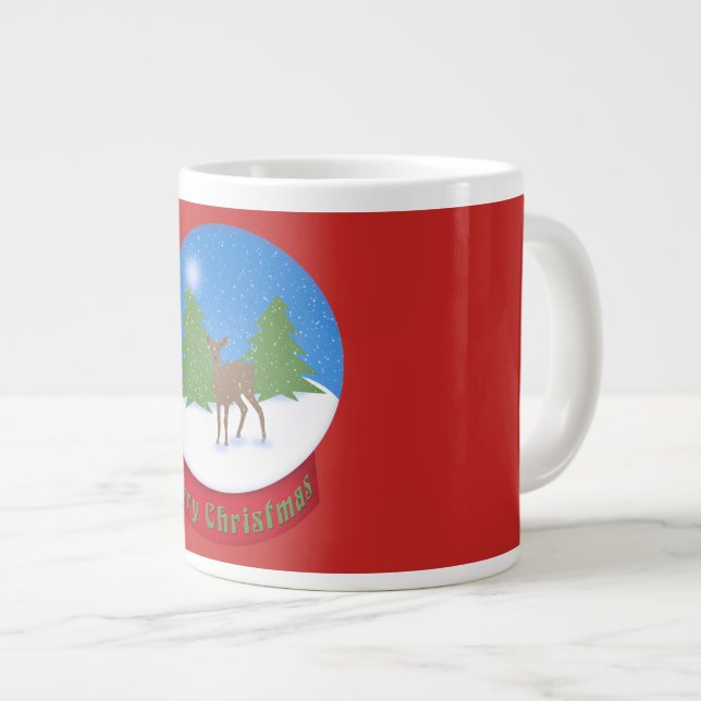 Caneca De Café Grande Globo de Neve | Cerveja e neve Feliz Natal (Frente Esquerda)