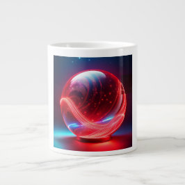 Caneca De Café Grande Globo Vermelho Reflexivo Transparente Com Explosõe