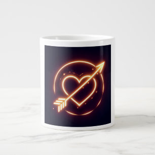 Caneca De Café Grande glowing image of a heart with cupid's arrow