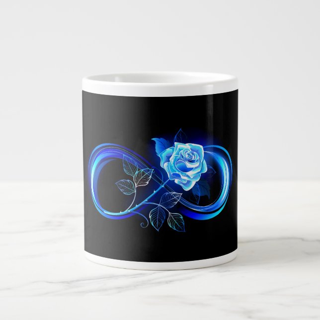 Caneca De Café Grande Glowing infinity with blue rose (Frente)