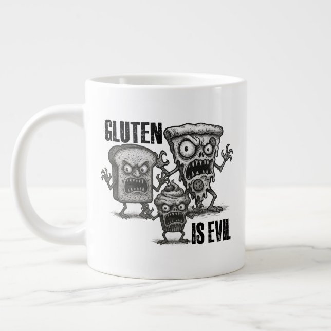 Caneca De Café Grande Gluten é Mau (Esquerda)