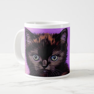 Caneca De Café Grande Gogh Style Purple Cat