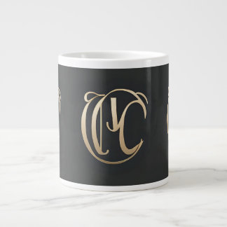 Caneca De Café Grande Gold Monogram Initial Mug - Personalized Gift