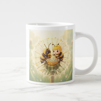 Caneca De Café Grande Golden Bumblebee in Bloom Dance.5