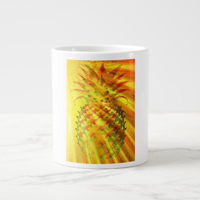 Caneca De Café Grande Golden Rays Passing Through A Large Pineapple  (Frente)