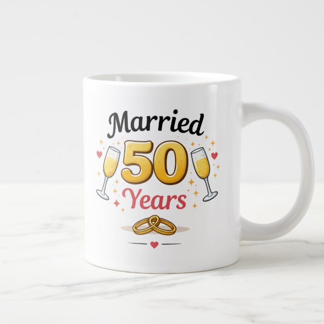 Caneca De Café Grande Golden Wedding Anniversary Coffee Mug Gift (Direita)
