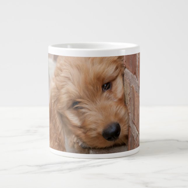 Caneca De Café Grande Goldendoodododle Puppy Pupeking (Frente)