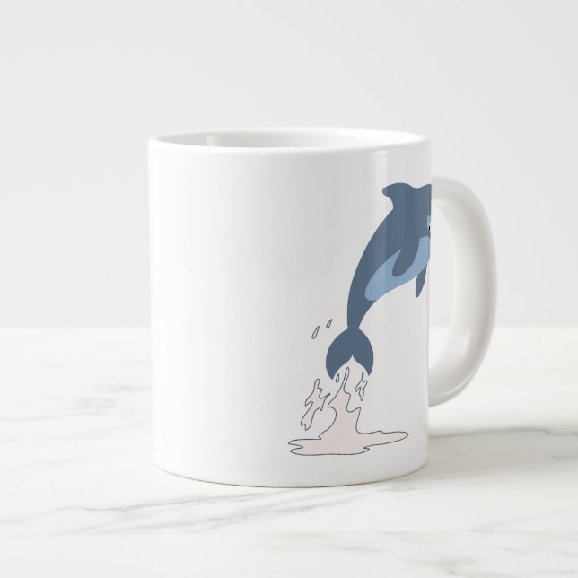 Caneca De Café Grande Golfinho De Cartoon Bonito E Divertido (Frente Esquerda)
