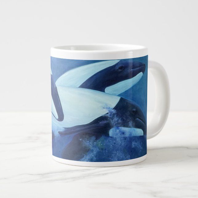 Caneca De Café Grande Golfinhos de Commerson (Frente Esquerda)