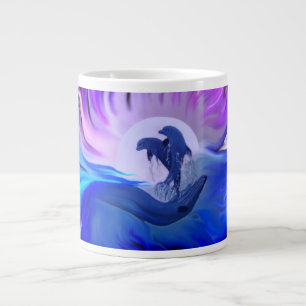 Caneca De Café Grande Golfinhos na Lua
